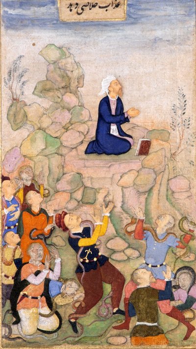 Moses och ormplågan, 1602-05 (ogenomskinlig wc på papper) av Indian School