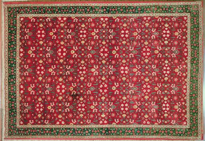 Mughalmatta med blom- och gallerdesign, nordindisk (pashminaull) av Indian School