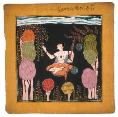Musikläge Goda Raga-Kulu-Pahari, C100-80 (Gauche på papper) av Indian School