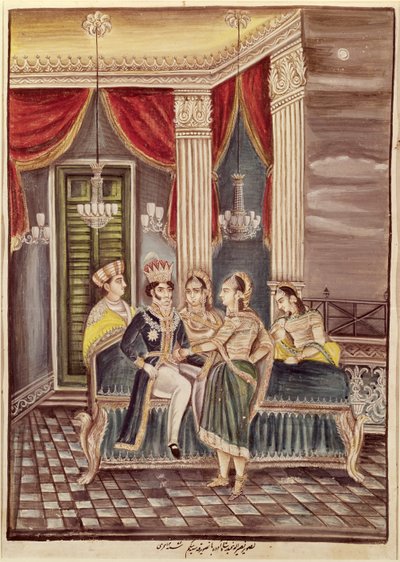 Nasir Ud-Din Haidar (1827-1873) kung av Oudh i sitt palats, 1845 av Indian School