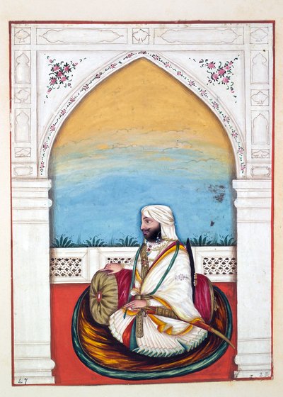 Nawab Imam-od-dun, från The Kingdom of the Punjab, its Rulers and Chiefs, volym II, en volym med 30 akvarellstudier av en oidentifierad indisk konstnär, ca 1840 (wc på papper) av Indian School