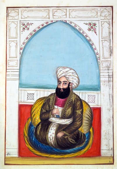 Nawab Synd Mohammad Khan, från The Kingdom of the Punjab, its Rulers and Chiefs, volym II, en volym med 30 akvarellstudier av en oidentifierad indisk konstnär, ca 1840 (wc på papper) av Indian School