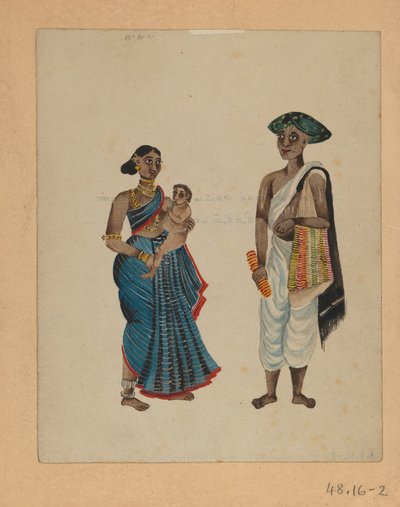 En av en uppsättning av nio bilder som visar indianer i olika yrken (wc på papper) av Indian School