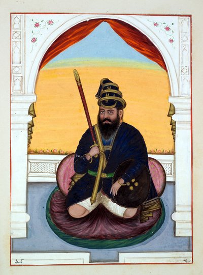 Phola Singh Nihang, från The Kingdom of the Punjab, its Rulers and Chiefs, volym II, en volym med 30 akvarellstudier av en oidentifierad indisk konstnär, ca 1840 (wc på papper) av Indian School