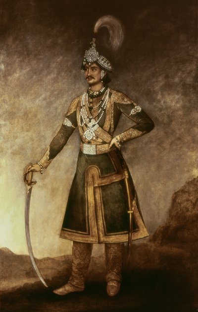 Porträtt av Jung Bahadur Koowar Ranajee (1816-77) av Indian School