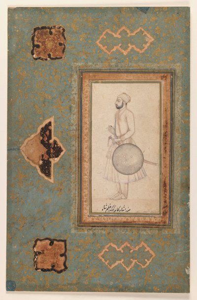 Porträtt av Kuka Azam Shah, ca 1640 (bläck på papper) av Indian School