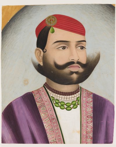 Porträtt av en man, möjligen tidigt 1900-tal (gouache på kartong) av Indian School