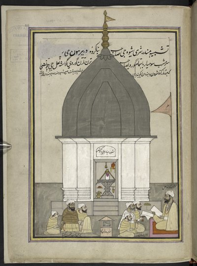 Präst och tillbedjare vid Shiva-templet, Srinagar,  86 teckningar inbundna i en volym som visar yrken och yrken i Kashmir, hantverkare visas i arbete med sina redskap och utrustning,  Av en Kashmir-konstnär, troligen i Srinagar, ca 1850-60 (gå av Indian School