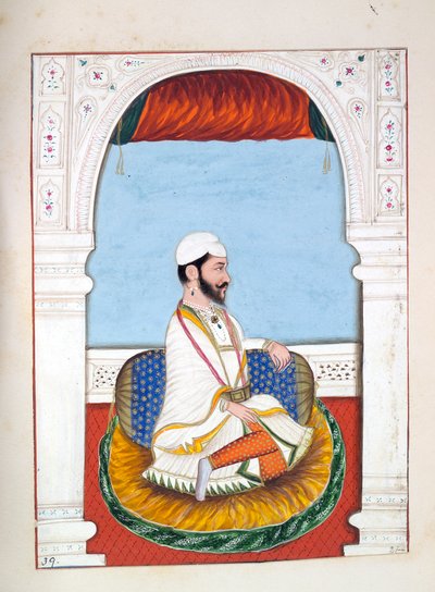 Pundit Jhila, från The Kingdom of the Punjab, its Rulers and Chiefs, volym II, en volym med 30 akvarellstudier av en oidentifierad indisk konstnär, ca 1840 (wc på papper) av Indian School