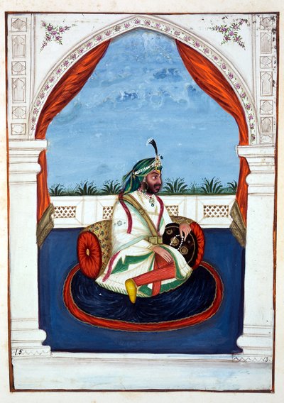 Rajah Lal Singh, från The Kingdom of the Punjab, its Rulers and Chiefs, volym I, en volym med 27 akvarellstudier av en oidentifierad indisk konstnär, ca 1840 (wc på papper) av Indian School