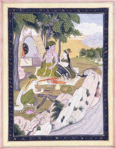 Rama och Sita med Lakshman, ca. 1800 av Indian School