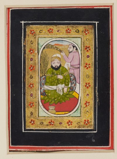 Härskare klädd i en grön jama med en morkisk bärare, andra hälften av 1700-talet (gouache på kartong) av Indian School
