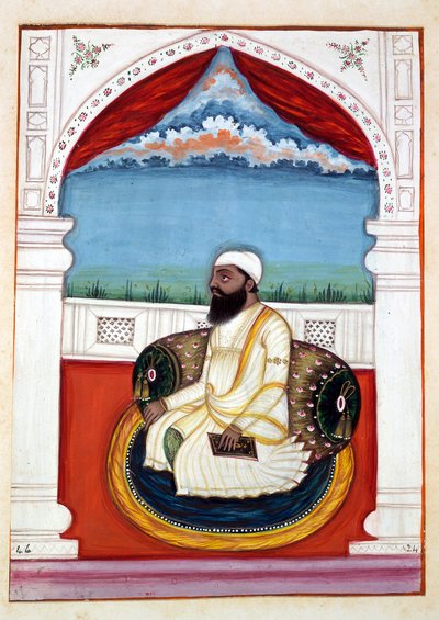 Sheikh Mohi-od-deen, från The Kingdom of the Punjab, its Rulers and Chiefs, volym II, en volym med 30 akvarellstudier av en oidentifierad indisk konstnär, ca 1840 (wc på papper) av Indian School