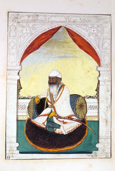 Sirdar Gurmukh Singh Bhai, från The Kingdom of the Punjab, its Rulers and Chiefs, volym II, en volym med 30 akvarellstudier av en oidentifierad indisk konstnär, ca 1840 (wc på papper) av Indian School