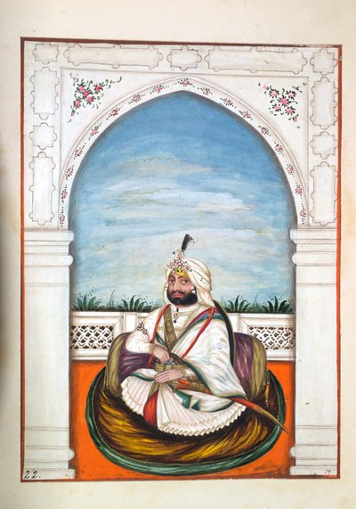 Sirdir Ajit Singh, från The Kingdom of the Punjab, its Rulers and Chiefs, volym I, en volym med 27 akvarellstudier av en oidentifierad indisk konstnär, ca 1840 (wc på papper) av Indian School