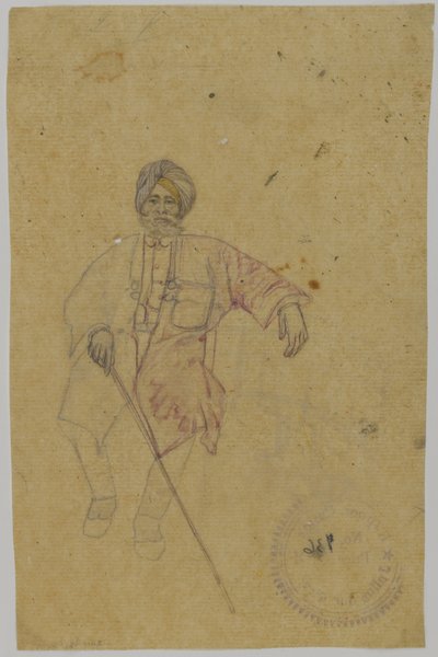 Skiss av en Maharaja (bläck på papper) av Indian School