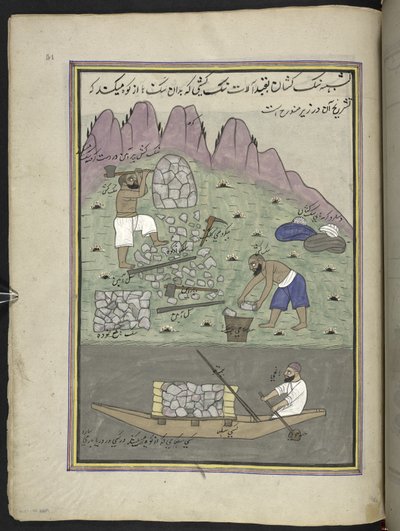 Stenbrytare,  86 teckningar inbundna i en volym som visar yrken och yrken i Kashmir, hantverkare visas i arbete med sina redskap och utrustning,  Av en Kashmir-konstnär, troligen i Srinagar, ca 1850-60 (gouache på papper) av Indian School