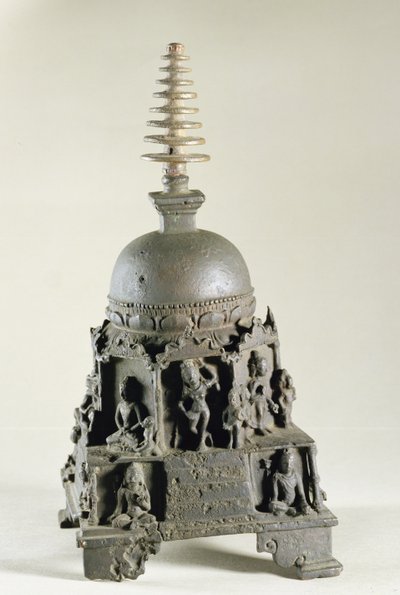 Stupa, Pala, Nalanda, Bihar (brons) av Indian School
