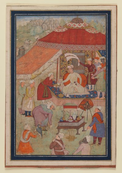 Tent Encampment, 1580-1595 (ogenomskinlig wc och guld på papper) av Indian School