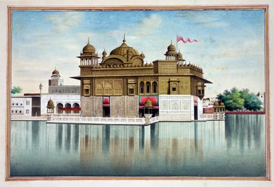 The Golden Temple at Amritsar, från The Kingdom of the Punjab, its Rulers and Chiefs, volym I, en volym med 27 akvarellstudier av en oidentifierad indisk konstnär, ca 1840 (wc på papper) av Indian School