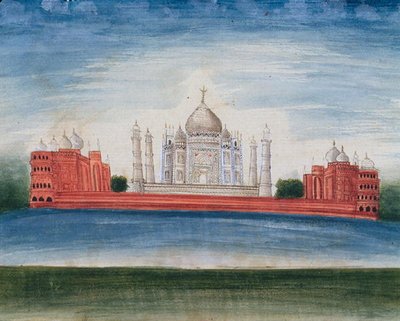 Taj Mahal i Agra (akvarell på papper) av Indian School