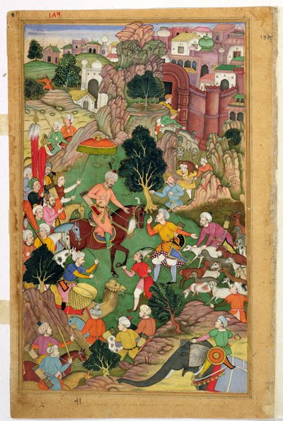 Fångandet av Hazaras får, från "Baburnama" ("The Memoirs of Babur"), Mughal av Indian School