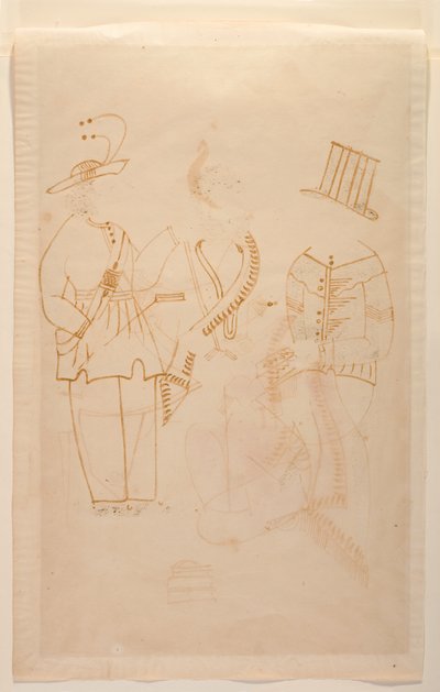 Expediten Nabin dödar sin fru Elokeshi med en grönsaksskalare, ca 1880 (akvarell på papper) av Indian School