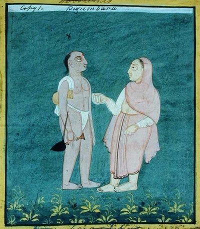 Two Digambara Jains, Religious Mendicants, Udaipur, ca 1810-20 (gouache på papper) av Indian School