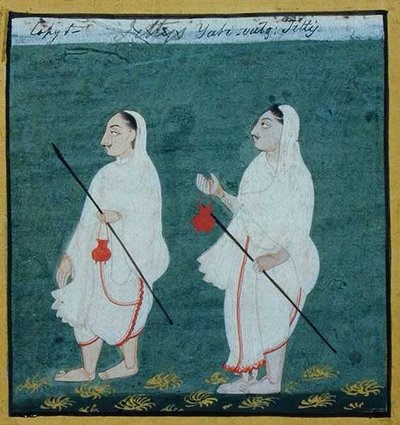 Två Jain-asketer med tovigt hår (jati) Religious Mendicants, Udaipur, ca 1810-20 (gouache på papper) av Indian School