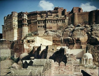 Utsikt över Mehrangarh Fort, byggt 1459 av Indian School