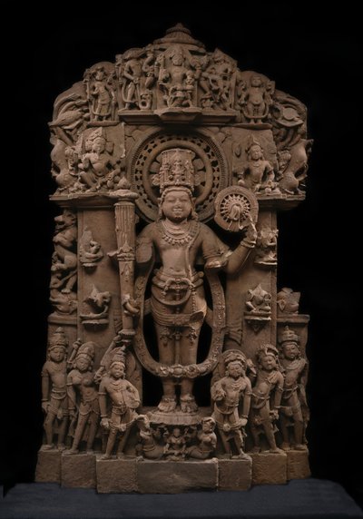 Vishnu och hans avatarer, ca 1000-talet (sandsten) av Indian School