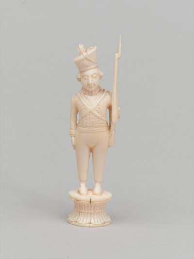 Vit bonde, schackpjäs, Indien, 1820 ca av Indian School