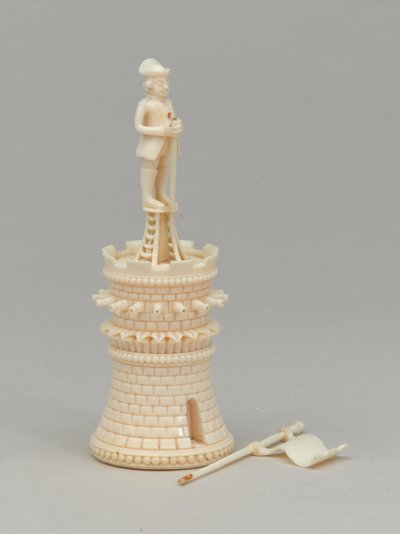 Vitt torn, schackpjäs, Indien, 1820 ca av Indian School