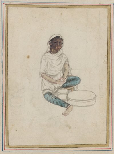 Kvinna som maler majs av Indian School
