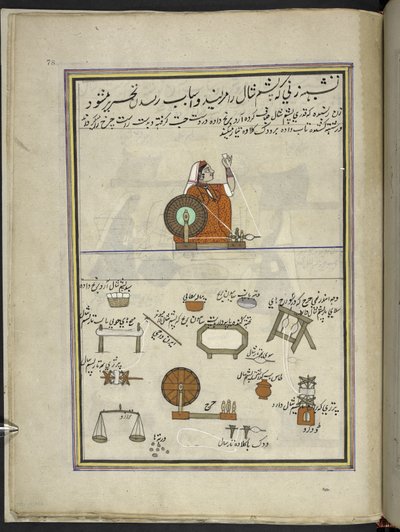 Kvinna som spinner ull,  86 teckningar inbundna i en volym som visar yrken och yrken i Kashmir, hantverkare visas i arbete med sina redskap och utrustning,  Av en Kashmir-konstnär, troligen i Srinagar, ca 1850-60 (gouache på papper) av Indian School