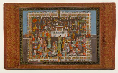 Yusuf och Zulaykha, 1875-1900 (ogenomskinlig wc & guld på papper) av Indian School