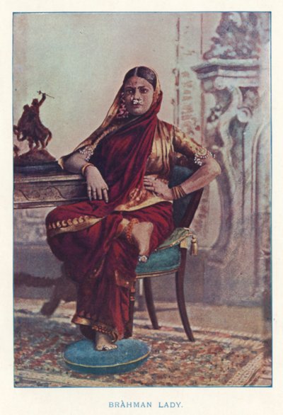 Indiska infödda: Brahman Lady (färgat foto) av Indian photographer