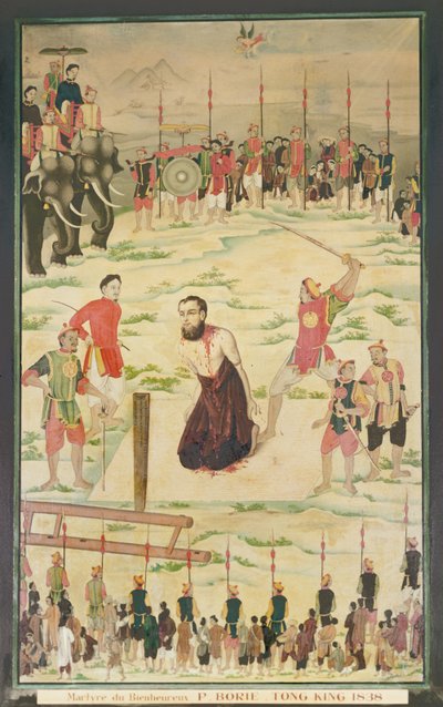 En jesuitmartyr i Tonkin, Kina, 1838 av Indo Chinese School