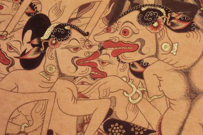 Detalj av en Wayang Beber-rulle (akvarell på papper) av Indonesian Indonesian