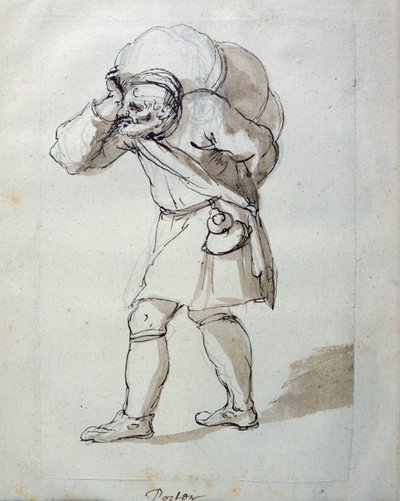 En porter lastad (penna och bläck på papper) av Inigo Jones