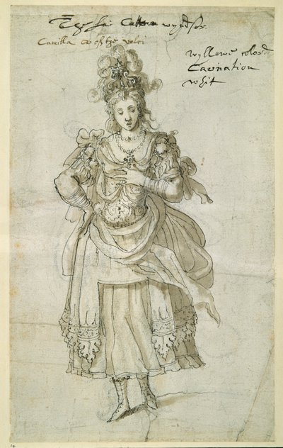 Camilla, ca 1609 (penna & bläck på papper) av Inigo Jones