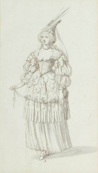 Chloris: alternativ skiss för Henrietta Maria, ca 1631 (penna och bläck på papper) av Inigo Jones