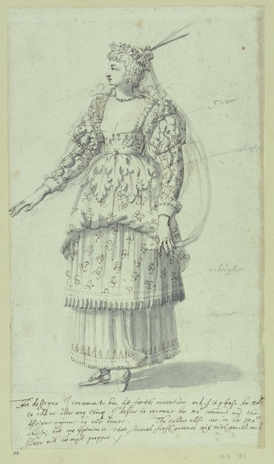 Chloris: slutskiss för Henrietta Maria, ca 1631 (penna och bläck på papper) av Inigo Jones