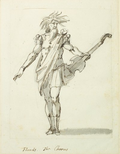 Floods: the Chorus, c.1631 (penna och bläck på papper) av Inigo Jones