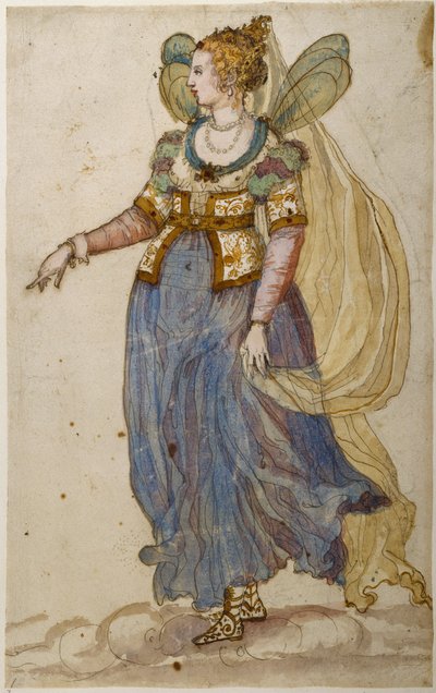 Lady masquer (akvarell på papper) av Inigo Jones