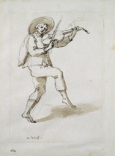 Man med viol (penna och bläck på papper) av Inigo Jones