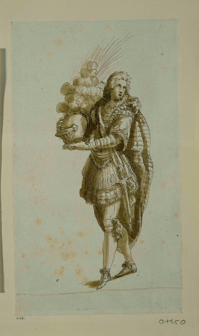 Sida med hjälm (penna och bläck på papper) av Inigo Jones