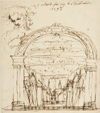Scen från en oidentifierad pjäs i Cockpit-in-Court av Inigo Jones