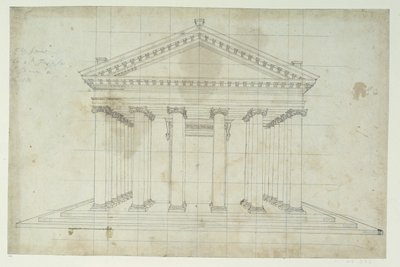 The Second Temple of Diana, c.1635 (penna och bläck på papper) av Inigo Jones