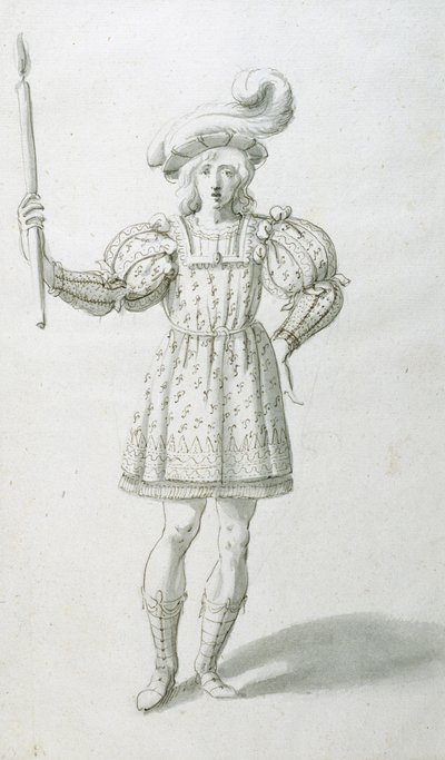 Fackelbärare (penna och bläck på papper) av Inigo Jones